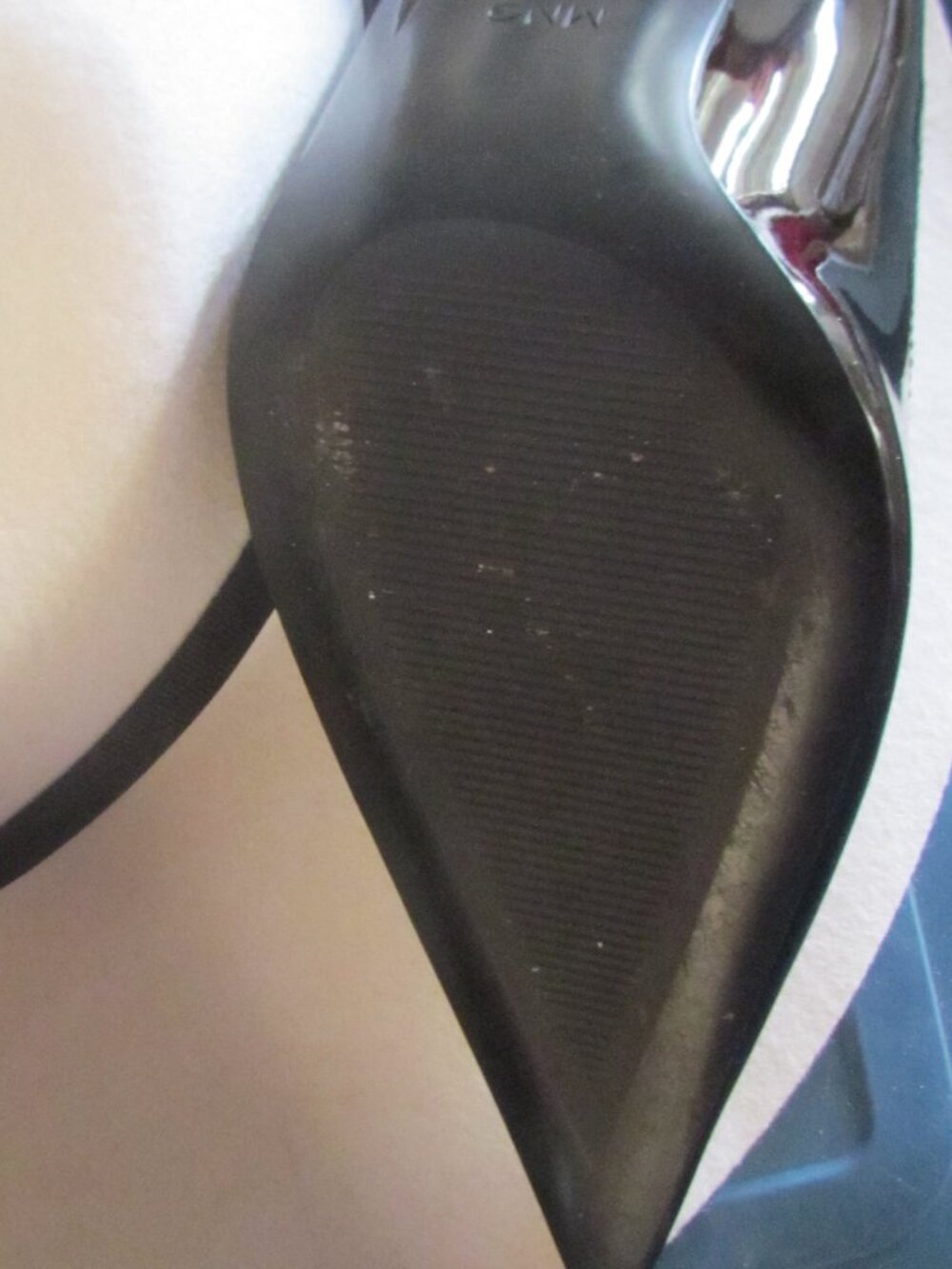 DESIGNER MNG BLACK FAUX PATENT LEATHER POINTED TOE HIGH HEEL PUMPS SHOES 8.M - Picture 16 of 16